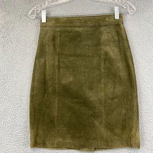 Vintage G III Leather Olive  SOFT Thin Pencil Skirt‎ Sz 5/6